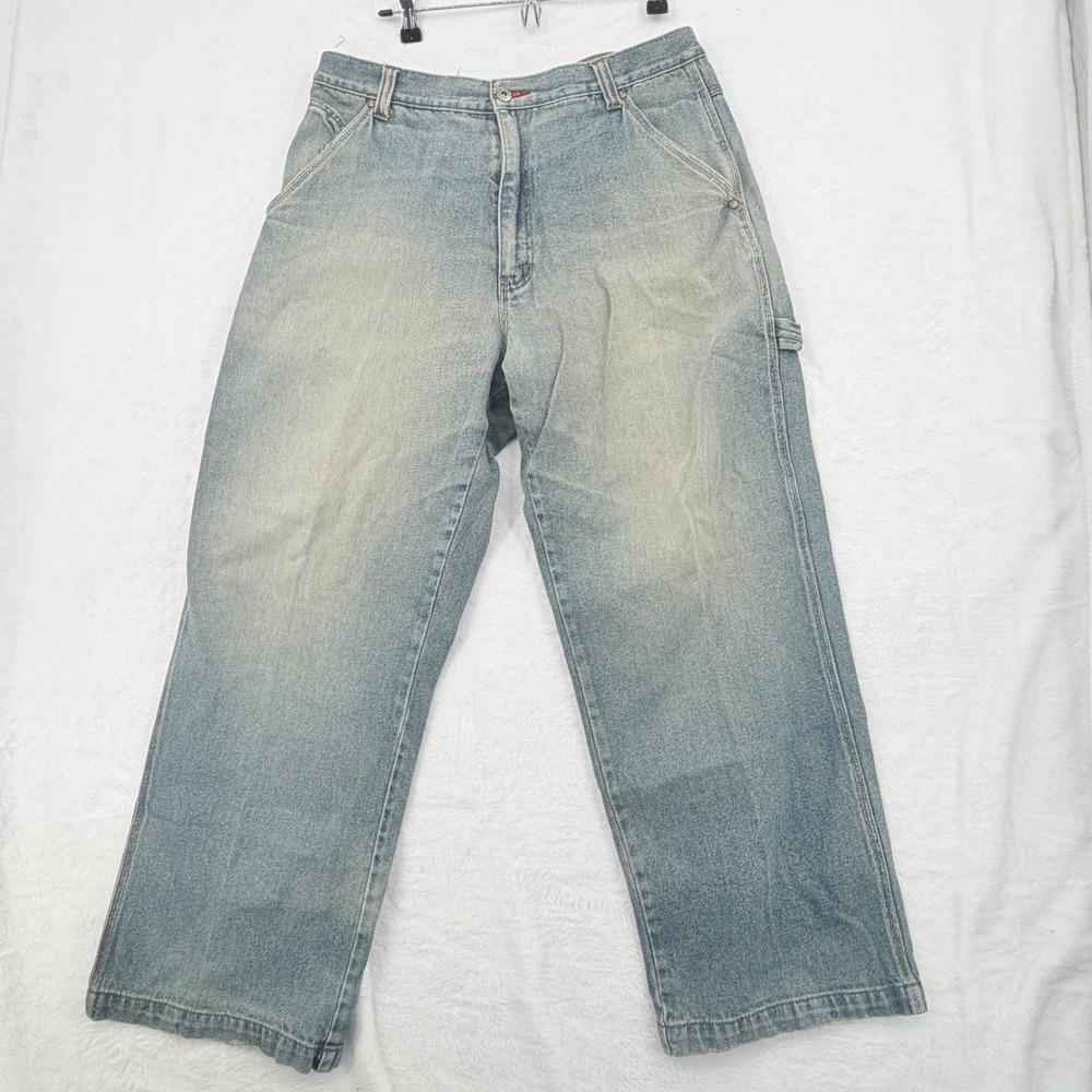 Plugg Co. Carpenter Jeans Mens 34x30 Light Blue Fair Y2K Baggy Skater Denim